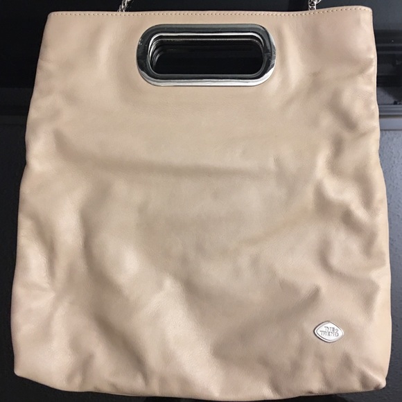 Genuine leather foldover mini crossbody clutch tan - Picture 6 of 7